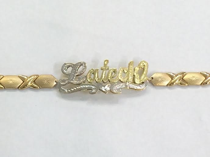 14K gold overlay Name XOXO Bracelet Name plate Personalized /a1