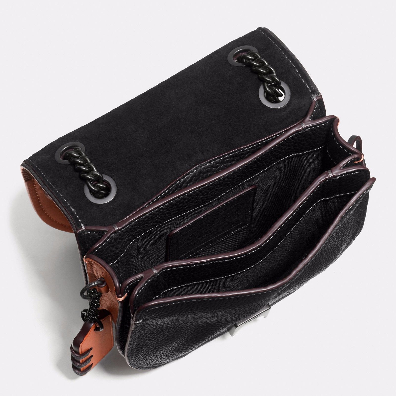 Handbag Coach Black Rip & Repair Shadow Leather Flap Closure Crossbody