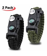 2 Bracelet Survival 20 On 1 Light LED Whistle Compass Flint Etc Hiking - $199.58