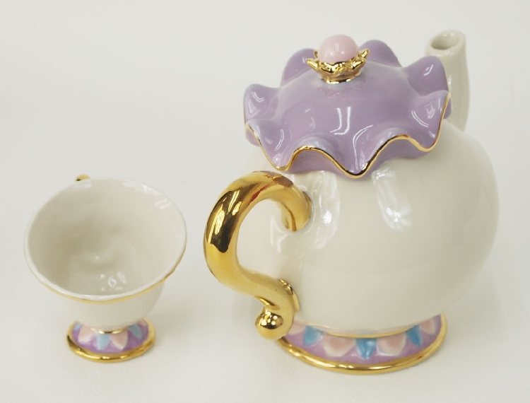 disney mrs potts tea pot and cup