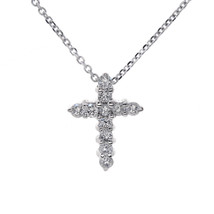 0.40 Carat Children's Round Cut Diamond Cross Pendant Necklace 14K White Gold - $386.09