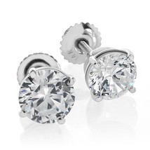 2.50 Ct Studs Solitaire Earrings 14 Kt White Gold Brilliant Round Cut Screwback - $178.19