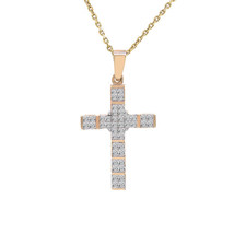 1.00 Carat Princess Cut Cross Diamond Pendant 14K  Yellow Gold - $662.31