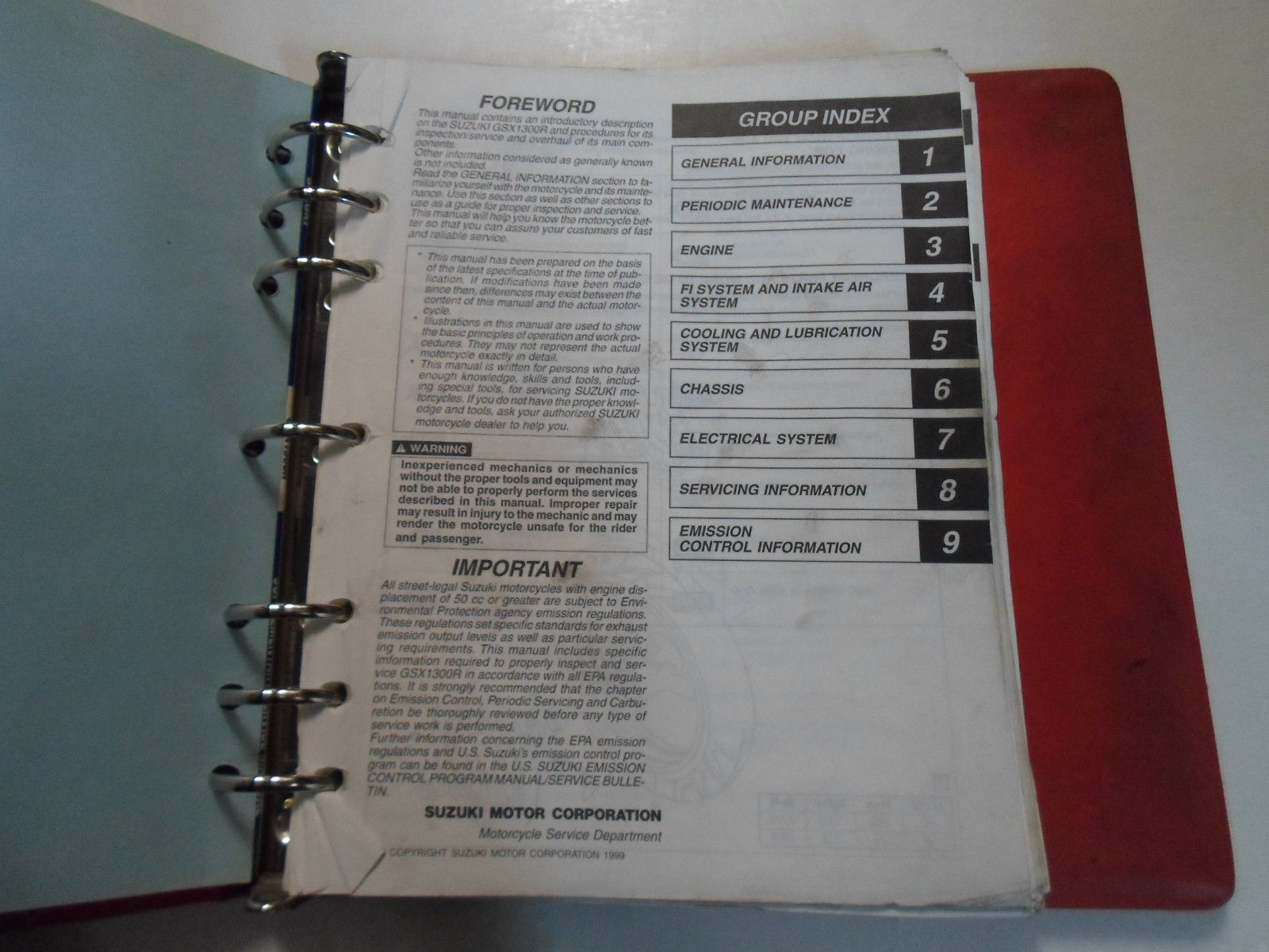 ... 2000 2001 Suzuki GSX1300R Service Repair Manual BINDER 3 VOLUME SET STAINED OEM ...
