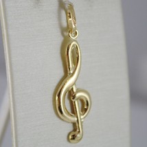 18K YELLOW GOLD PENDANT CHARMS, TREBLE CLEF, VIOLIN KEY, 36 MM, MADE IN ITALY image 1