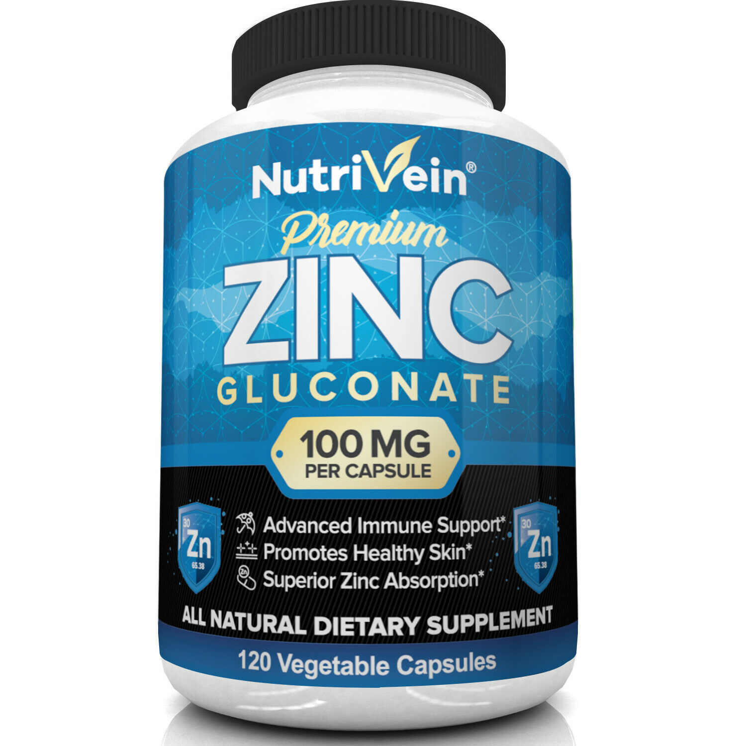 Nutrivein Zinc Gluconate 100mg 120 Capsules Immunity Defense Max