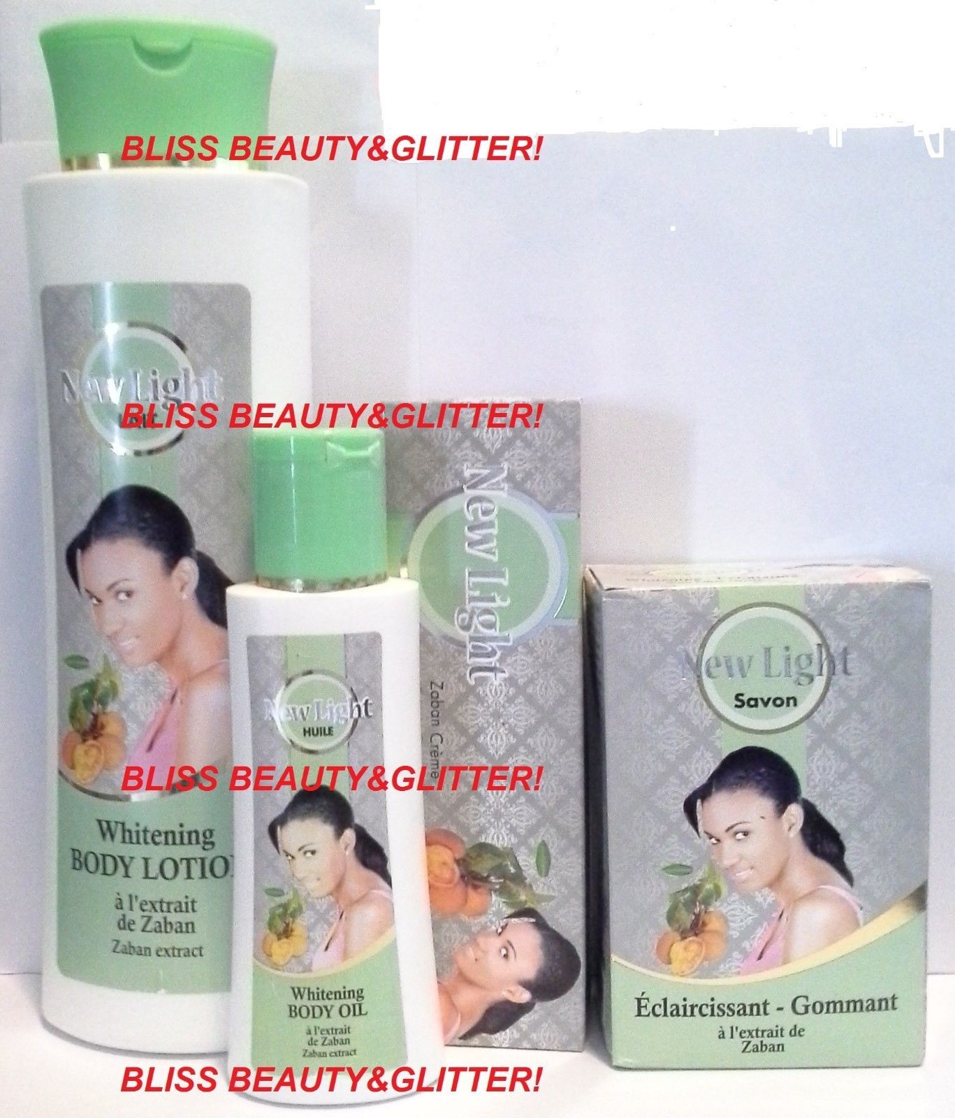 New Light 4 PCS! Lightening Beauty Kit Lotion,Cream,Oil&Soap With Zaban