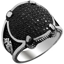 Mens Black Diamond Symbol Designed Ring Black Gold Fn Solid 925 Sterling... - $178.96