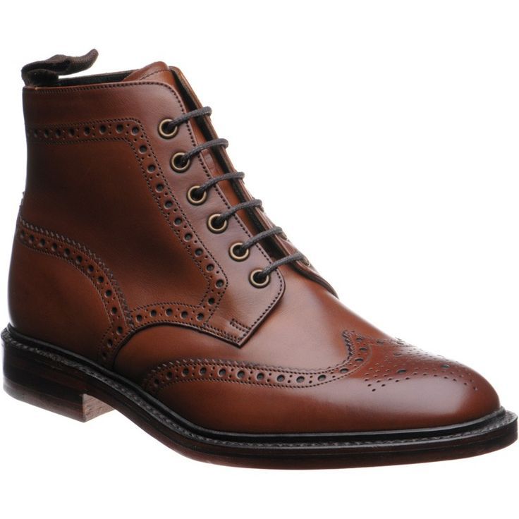 Handmade mens brogue brown ankle high leather boots, Mens dress leather ...