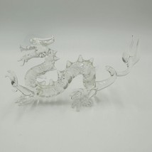 Chinese Dragon Hand Blown Clear Glass Art Figurine Asian Home Decor - $84.15