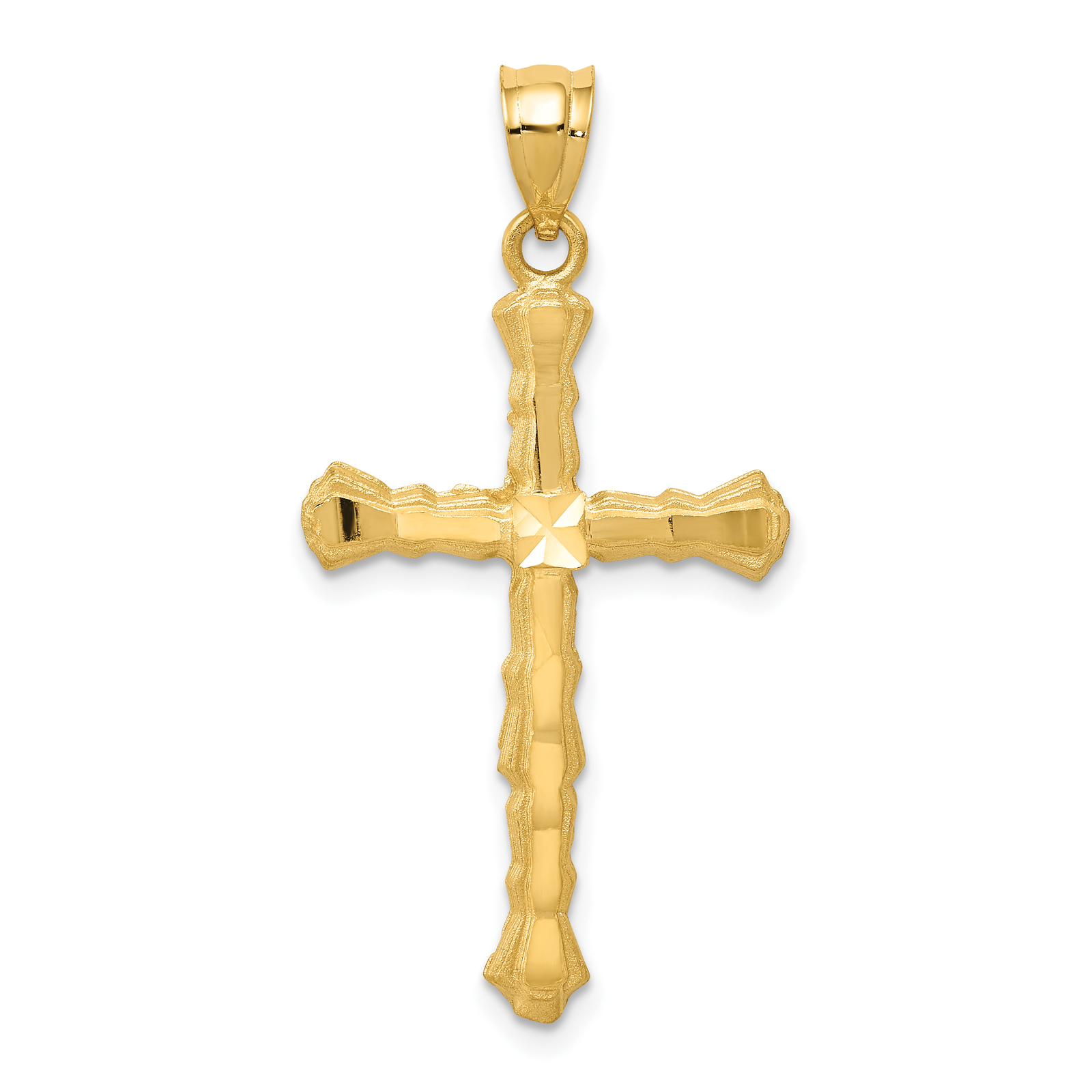 14k Diamond -Cut Cross Pendant - Fine Charms & Charm Bracelets