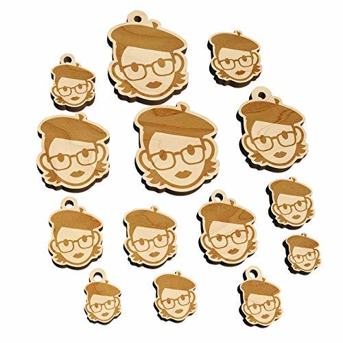 Artist Woman Icon Mini Wood Shape Charms Jewelry DIY Craft - 25mm (7pcs) - with