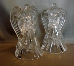 Pair of 7 inch St. George Crystal Angel Tapered Candleholders ~ USA Made. - $17.95