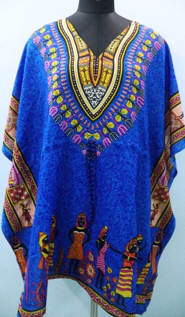 V-Neck Kimono Long Caftan Dress RiSi Womens Elephant Print Kaftan