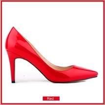 Classic Ladies Shiny PU Leather Pointed Toe Cone Heel Pumps Many Colors n Sizes image 4