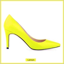 Classic Ladies Shiny PU Leather Pointed Toe Cone Heel Pumps Many Colors n Sizes image 9