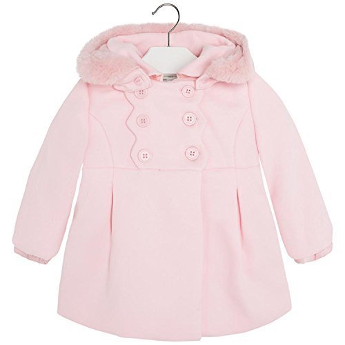 pink bubble coat with fur hood