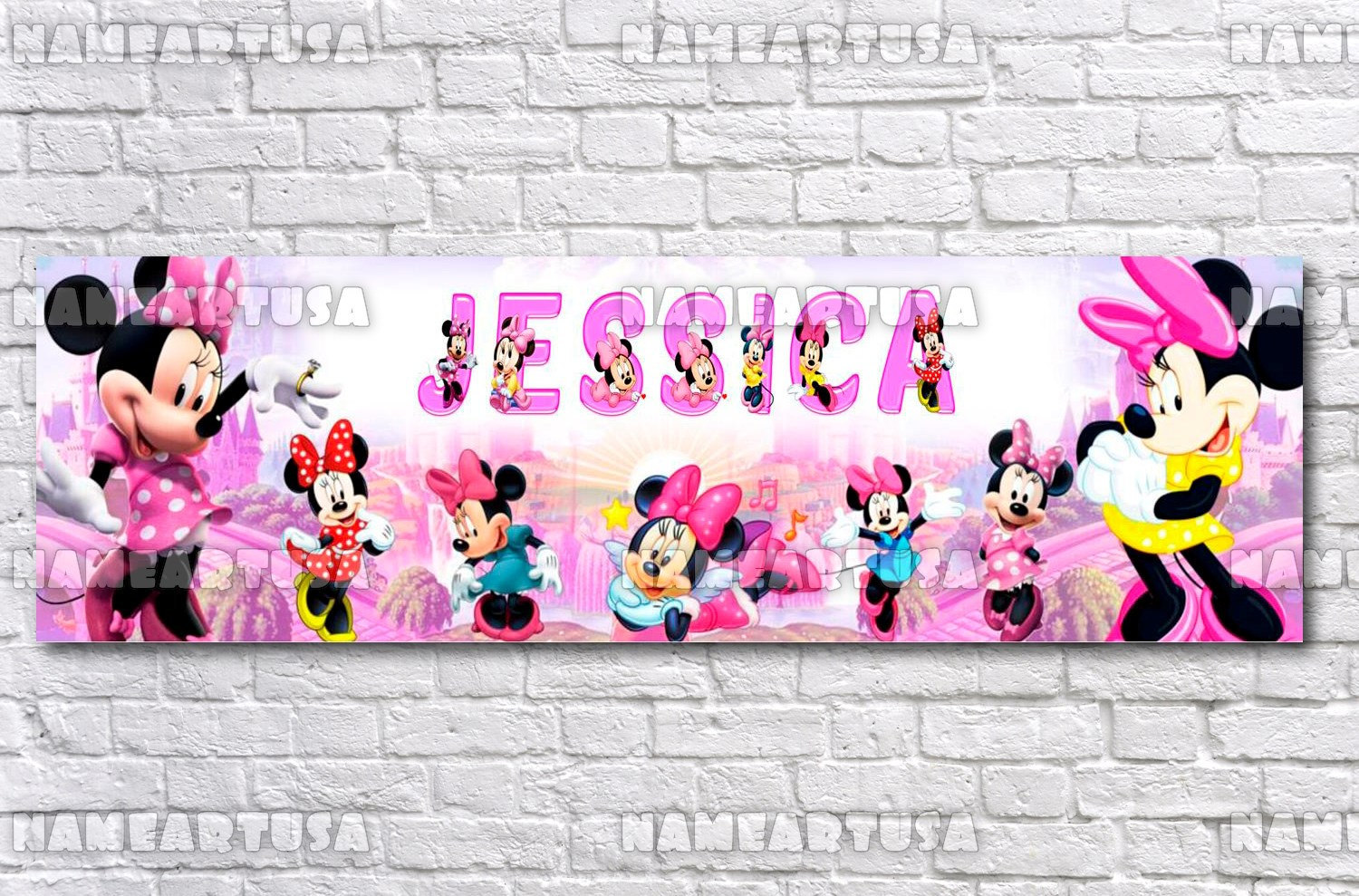 Personalized//Customized Minnie Mouse Name Poster Wall Art Decoration Banner