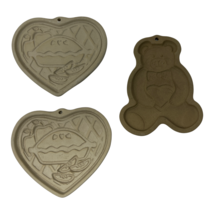 Lot of 3 Pampered Chef Cookie Press Mold Welcome Home Heart Teddy Bear - $19.79