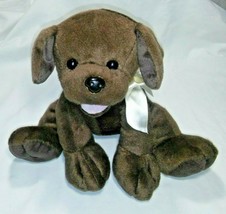 2013 Animal Adventure Brown Puppy Dog Plush Stuffed Animal Toy Beige Ribbon EUC - $13.93