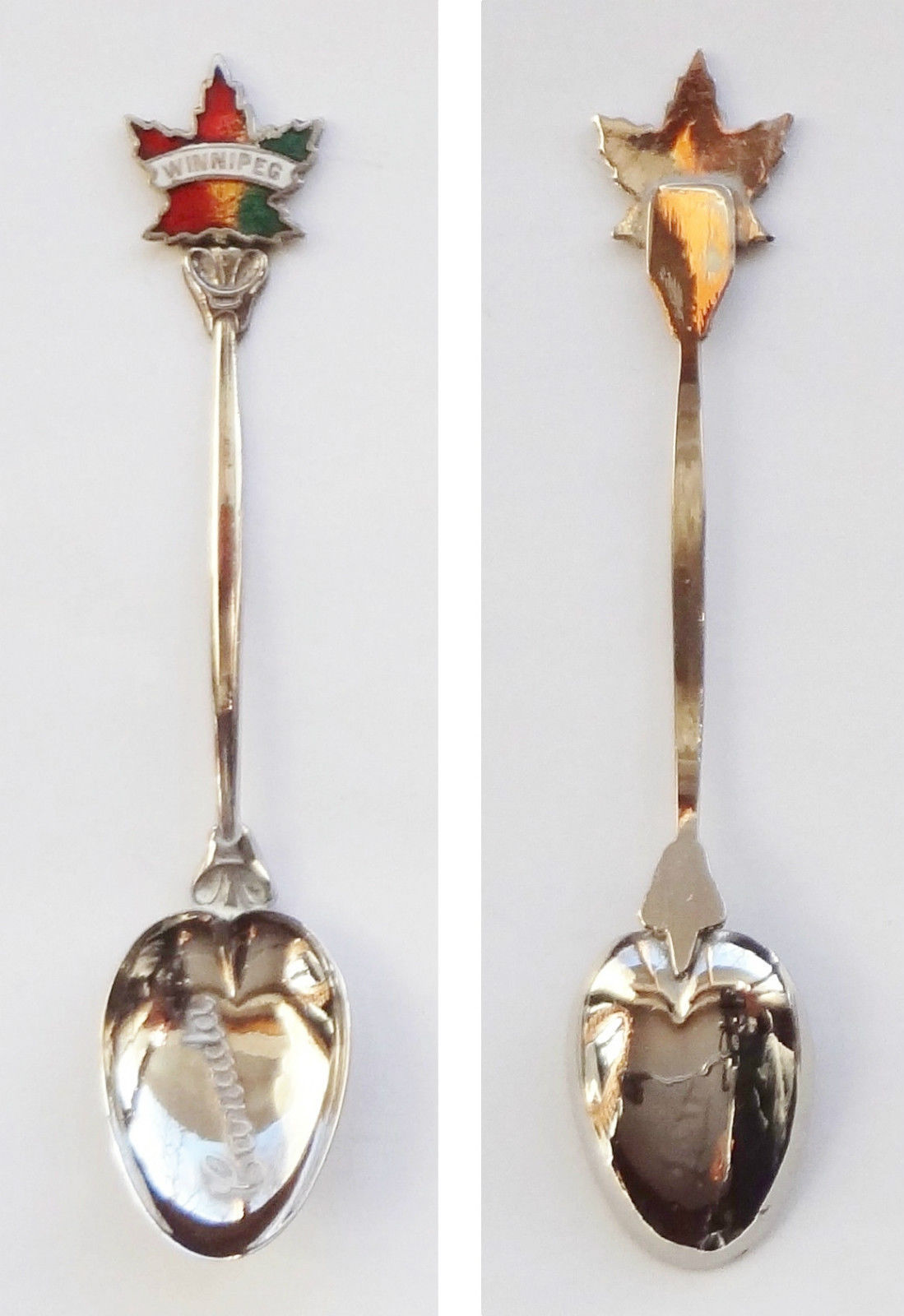 Collector Souvenir Spoon Canada Manitoba Winnipeg Maple Leaf Vintage