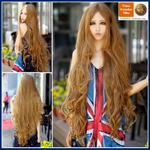 Flaxen Natural Color Blonde Extra Long Wave Layered Length Center Parted Cap Wig
