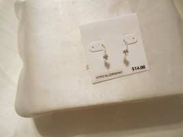 Department Store 1/2&quot; Silver Tone Cubic Zirconia Drop Earrings M737 - $7.59
