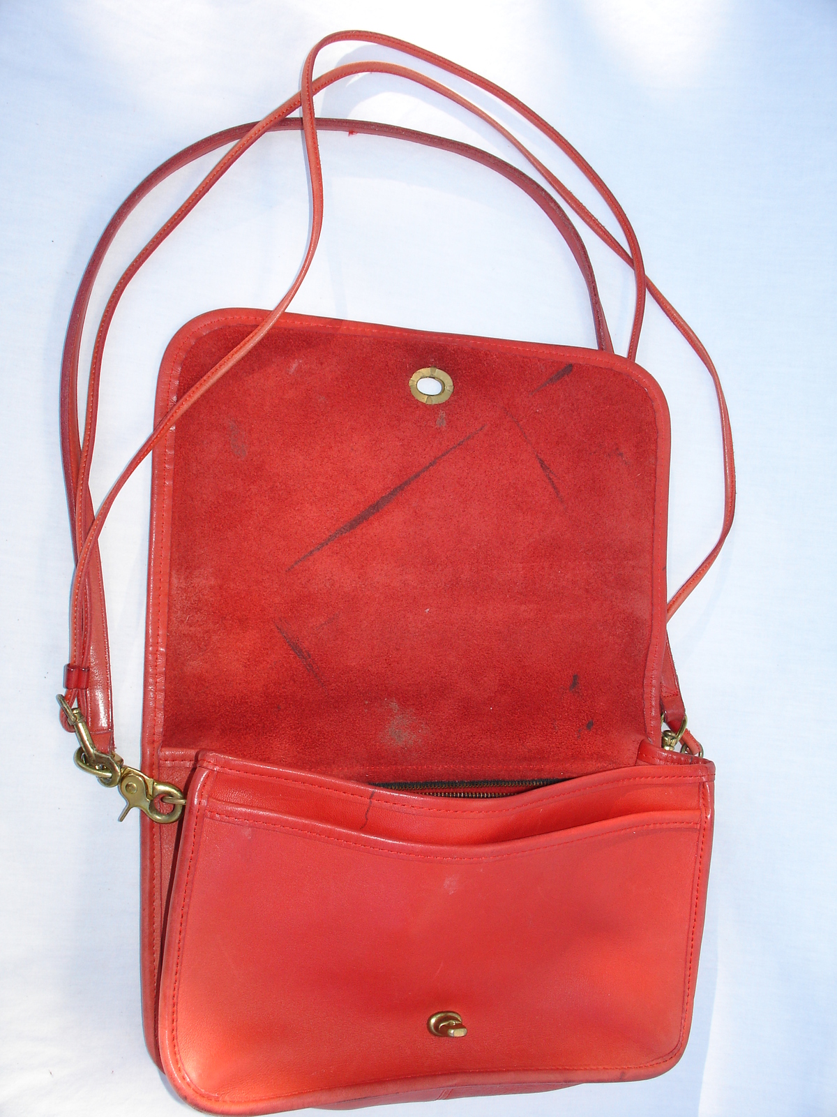 Vintage Coach Red Handbag NYC Shoulder Cross Body Flap Lock - Handbags & Purses