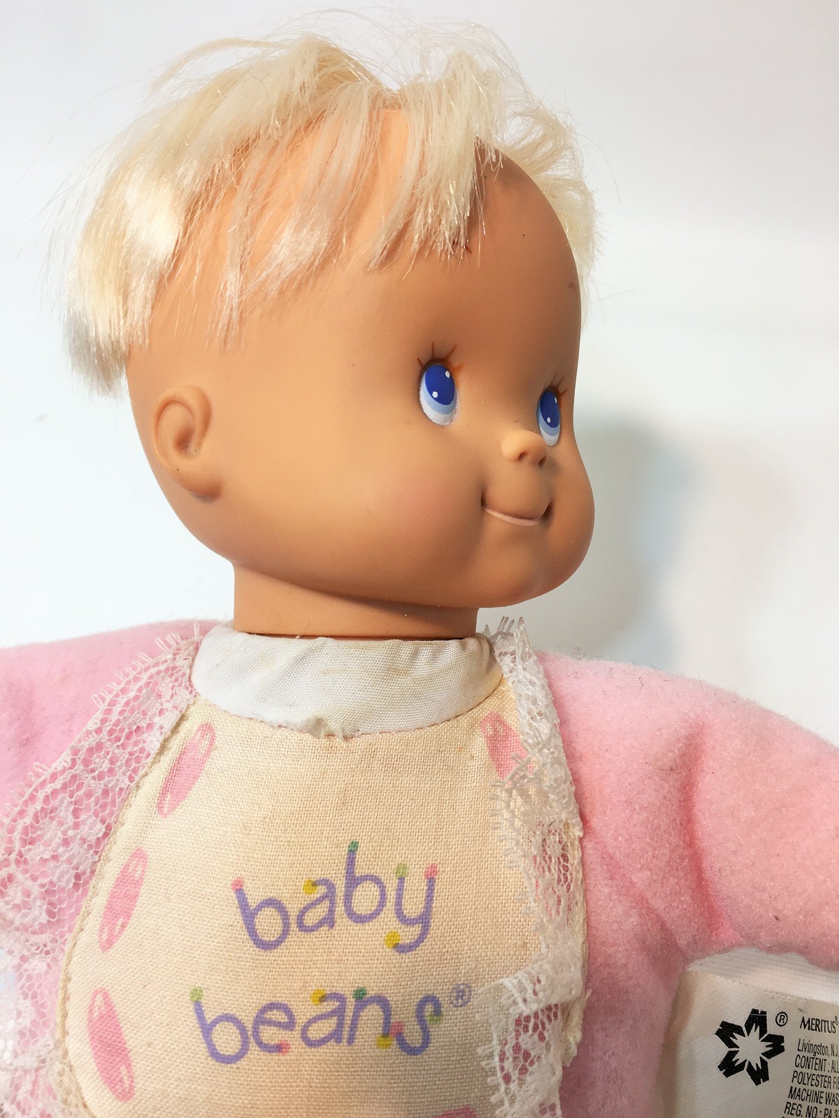 Baby Beans Baby RARE Girl Doll Pink Jammies Vintage Toy Meritus Inc. No.1701 10" Baby Dolls