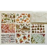 8 Fall Harvest TINY Mini Cards in Glassine Envelopes Thanksgiving Gift Enclosure - $4.80