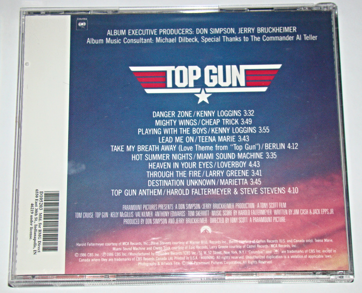 Music Cd TOP GUN ORIGINAL MOTION PICTURE SOUNDTRACK (1986) CDs