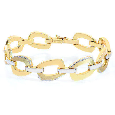Primary image for 14.8mm 14K Two Tone Gold Sleeve Toggle Link Bracelet
