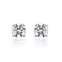 1.00 Carat Round Cut Diamond Solitaire Stud Earrings 14K White Gold - $2,078.70