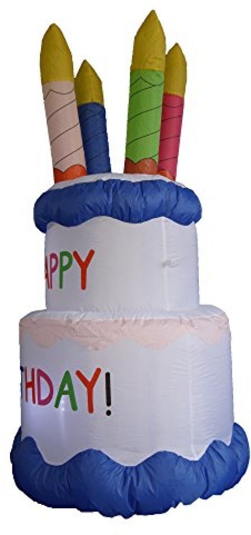 6 Foot Inflatable Happy Birthday Cake With Candles Yard Decoration