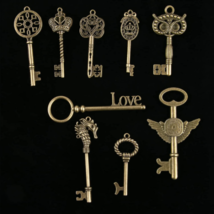69 Antique Bronze Skeleton Keys - Mixed Antique Keys - Vintage Skeleton Key image 3