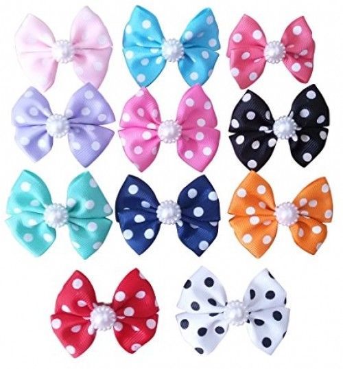 PET SHOW Dot Small Dogs Hair Bows With Clips Bowknot French Barrette Clips For