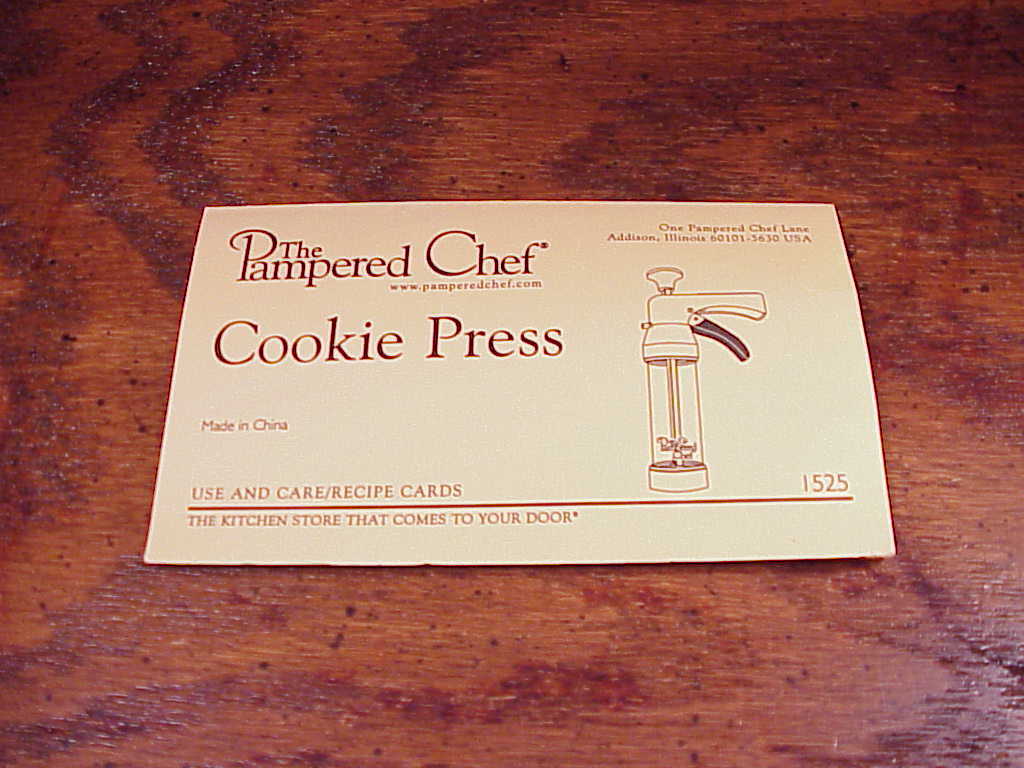 Pampered Chef Cookie Press 5 Disks and foldout instruction recipes