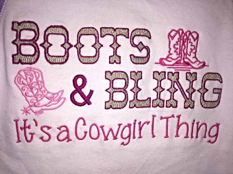 Comical Embroidered Shirt Boots And Bling Its A Cowgirl Thing Womens Clothing