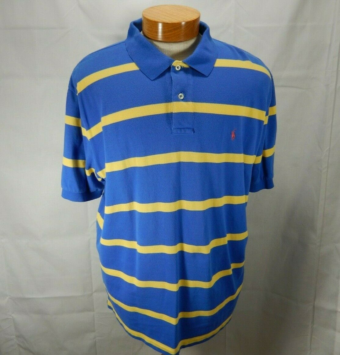 Mens XXL POLO by Ralph Lauren Shirt Blue Yellow Horizontal Stripes ...