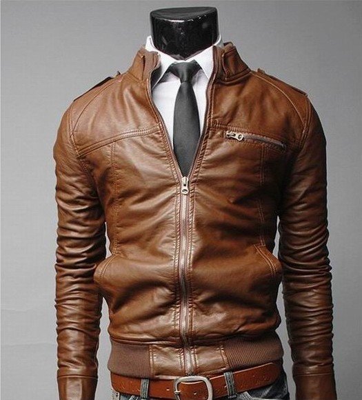 Handmade men brown leather jacket, slimfit leather jacket for men ...
