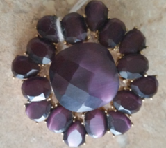 Vintage Monet Purple Rhinestone Goldtone Brooch Pin - $24.99