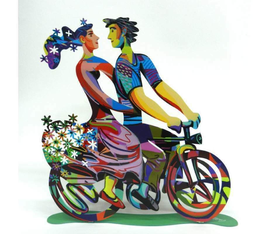 New Spring Bicycle Riders Metal Sculpture By David