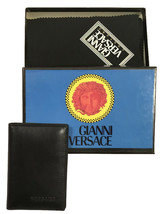 NEW IN BOX Vintage 90's Gianni Versace Card Case Wallet!   Black Leather - $299.99