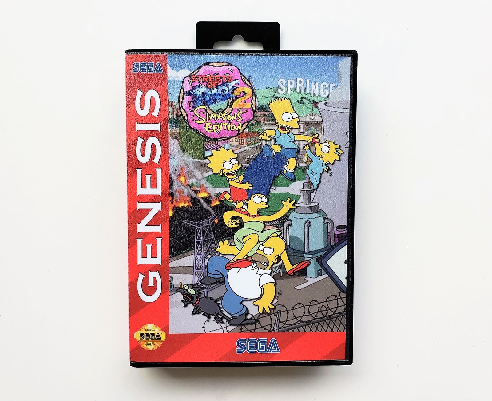 Simpsons Streets of Rage 2 Custom Game / Case Sega Genesis Beats (US) Homer Bart