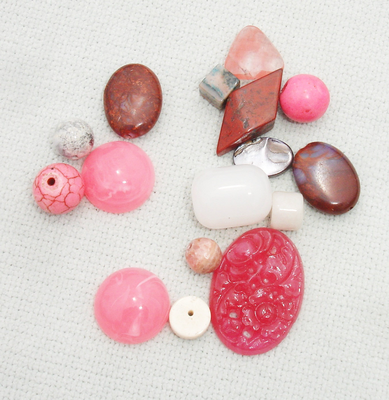 Pink Gemstone Cabochon and Bead Lot Jewelry Making Supplies Beads