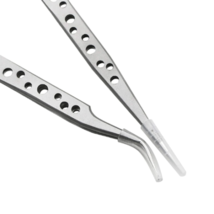 Two Fine Tip Precision Tweezers - 1 Curved and 1 Straight Tip - Stainless Steel image 9