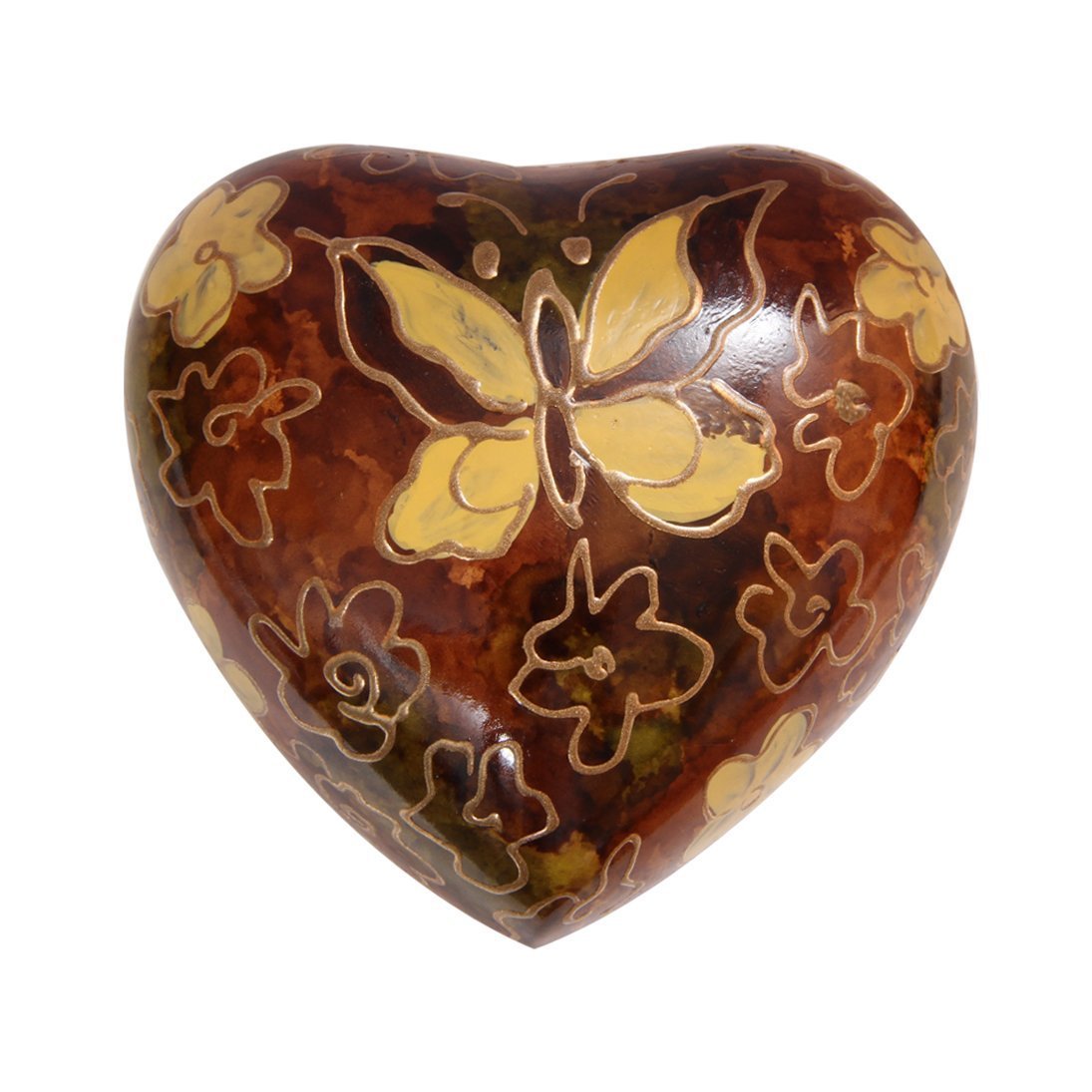 Golden Butterfly Small Heart Keepsake Urn for Ashes, Butterfly Funeral