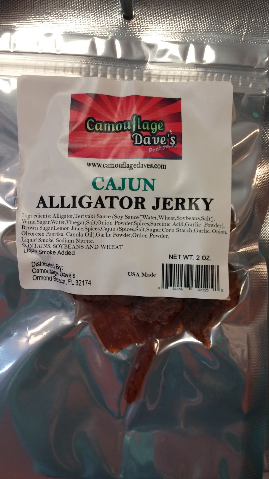 Camouflage Dave's Cajun Alligator Jerky Buffalo, Beef & Turkey Jerky