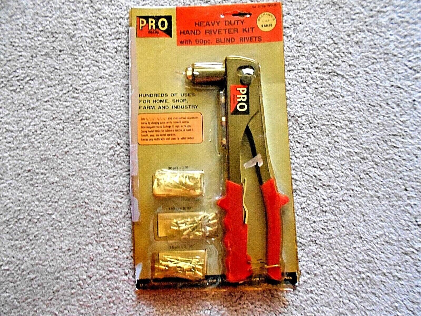 Pro Brand Heavy Duty Hand Riveter Kit with 60 pc. Blind Rivets No. PRO