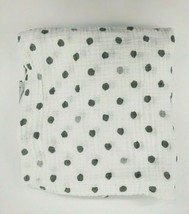 Aden + Anais  Baby Blanket Muslin White w Gray Polka Dots Swaddle Security B44 - $15.29